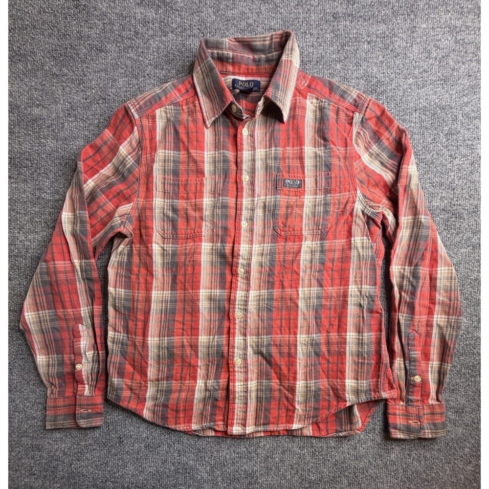 Polo Ralph Lauren Boys XL 18-20 Red Plaid Flannel Shirt Preppy Holiday Cozy